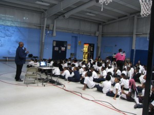 Elementary students gathered for the anti-bullying assembly